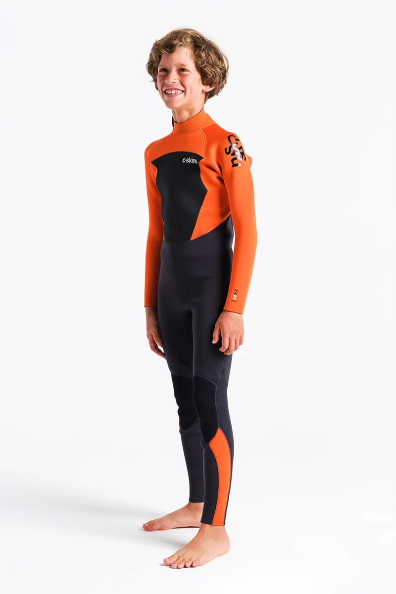 C-Skins Junior Legend 3/2 Back Zip Wetsuit Anthracite/Orange-4